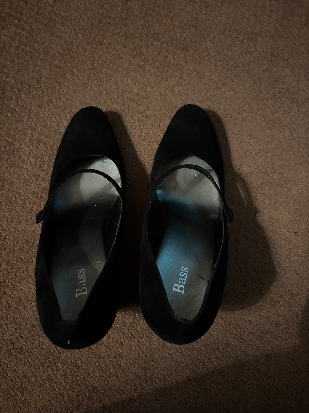 Bass Black Suede Mary Jane Pumps